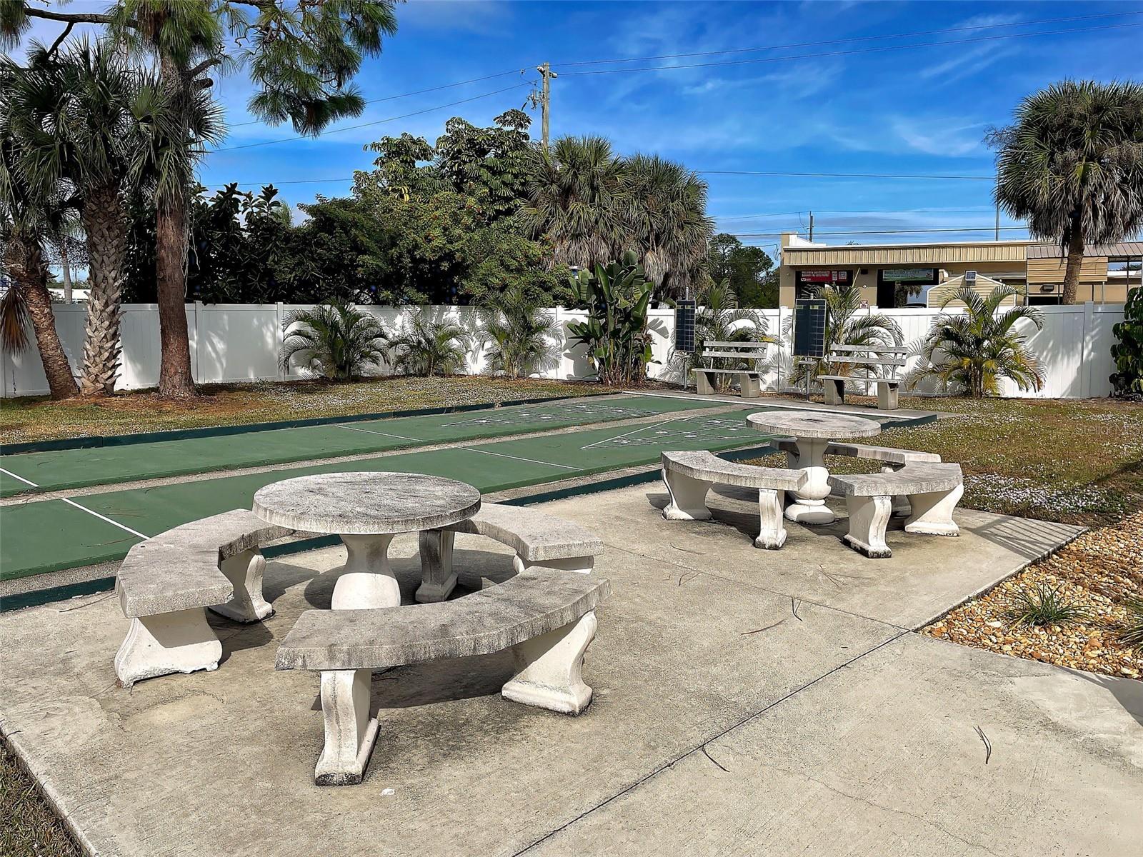 seating at shuffle board court