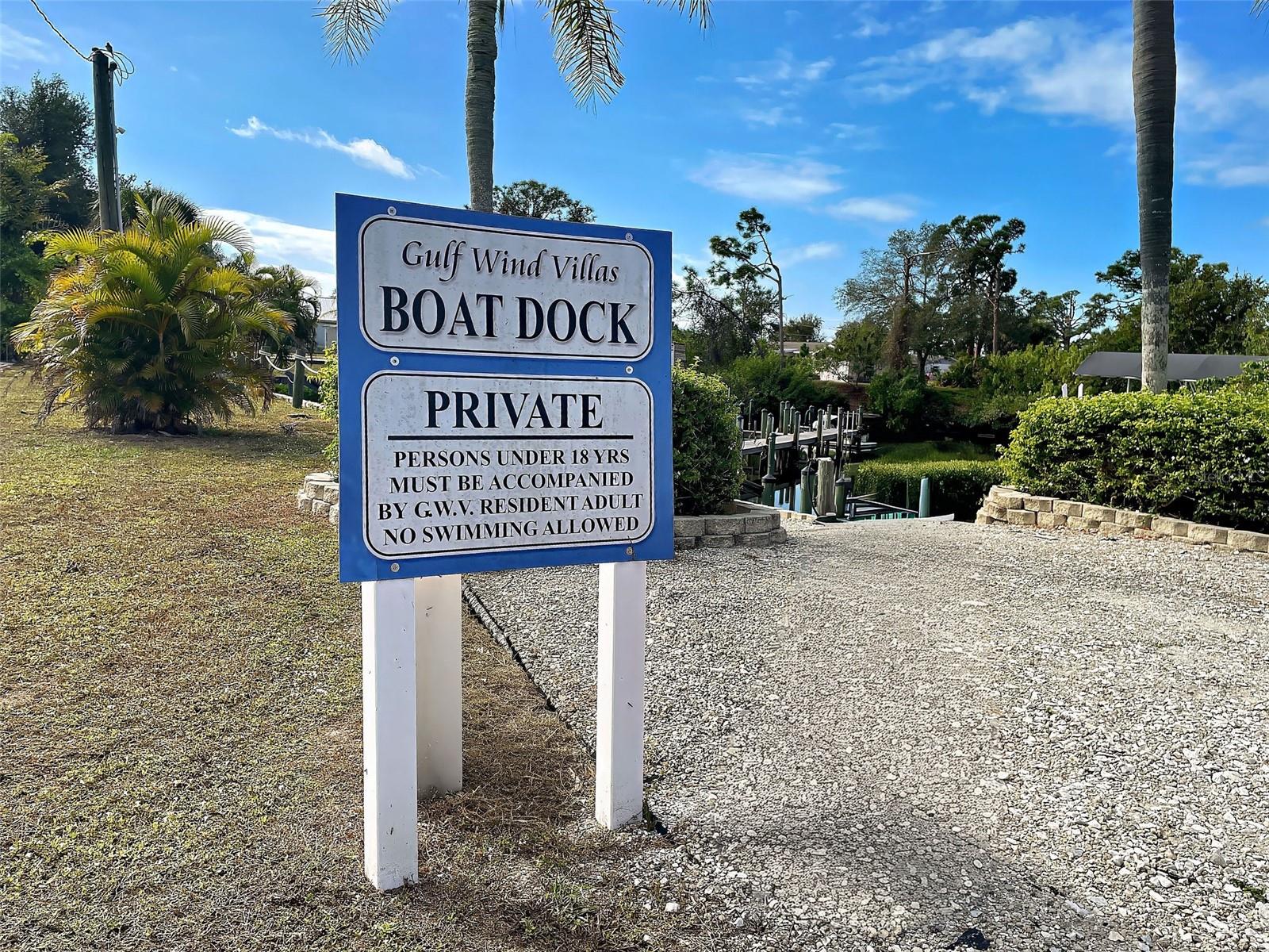docks located on a canal, short distance to Lemon bay, then the Gulf of Mexico
