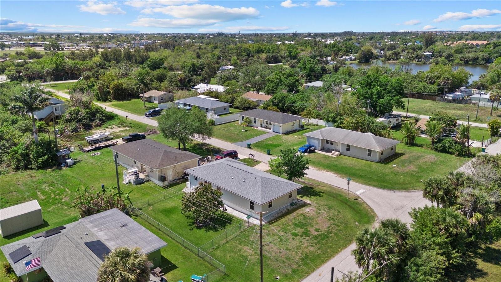 Aerial view, corner lot