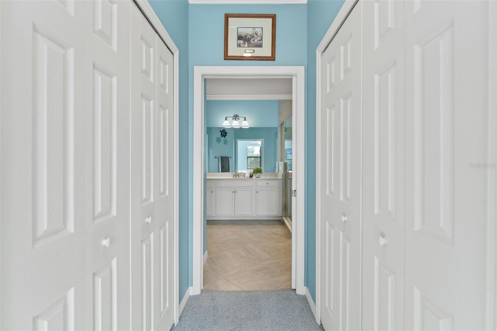 hallway in primary bedroom