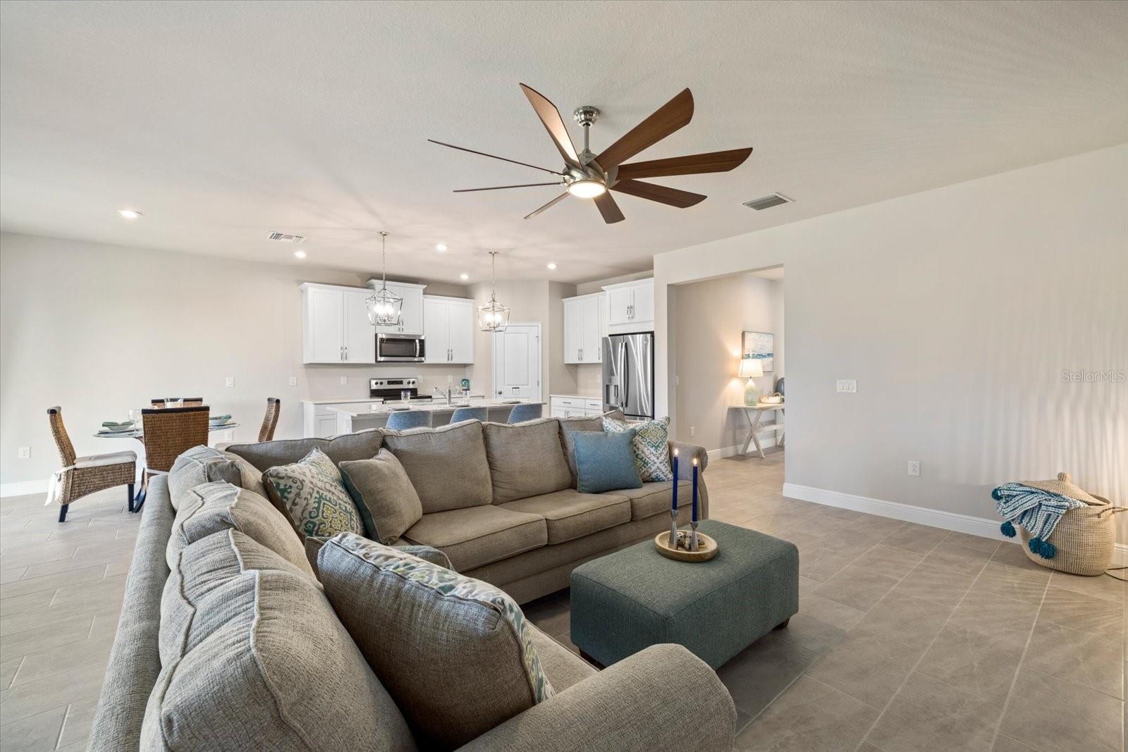 Living Room into Kitchen and Dining Room