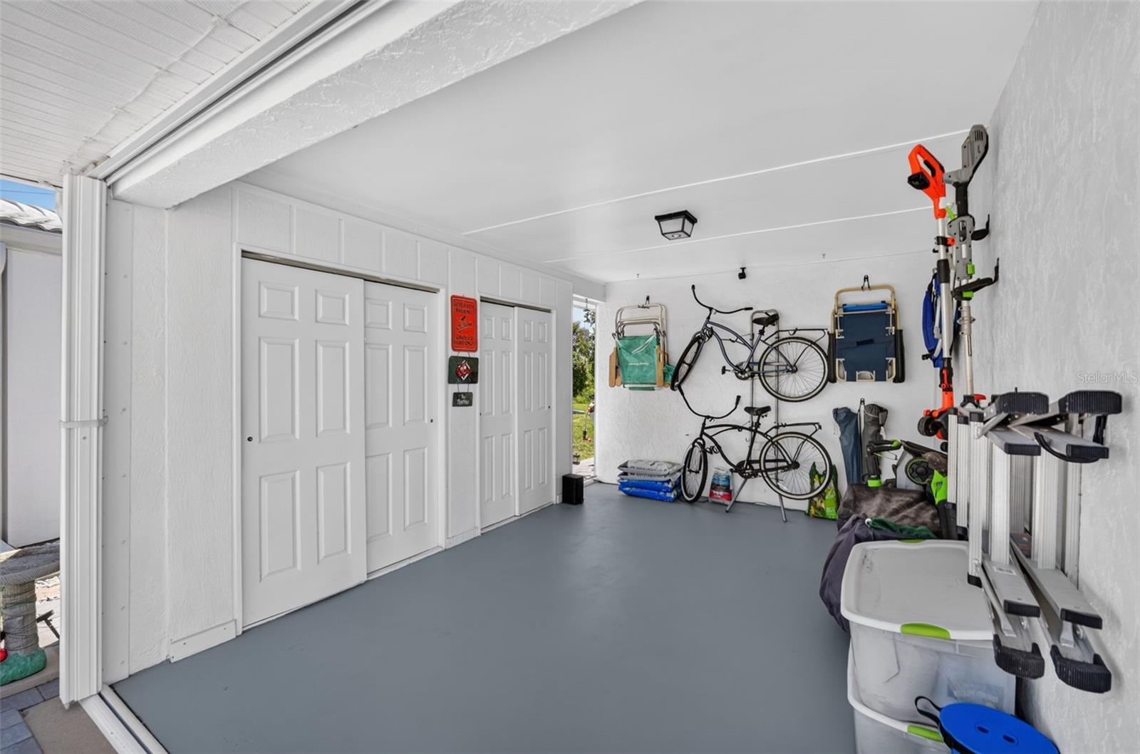 Carport with storage closets