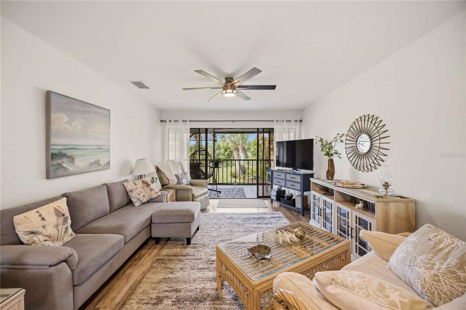 bright living room with a view
