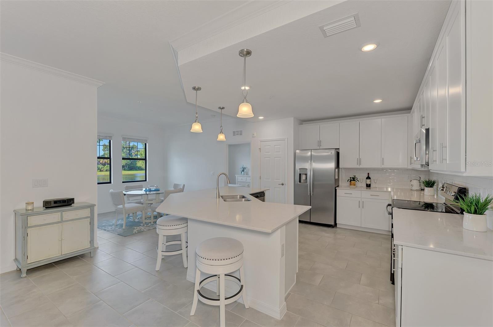 Family room looking into kitchen