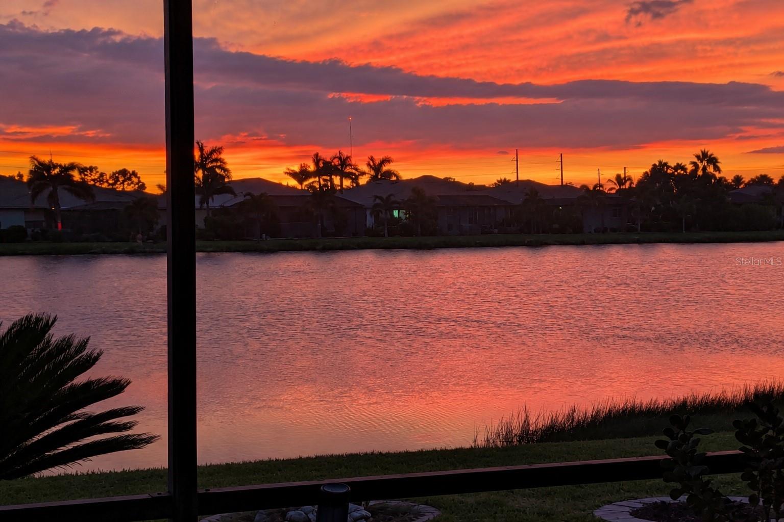 Spectacular sunset views over the lake from your screened lanai. Spectacular sunset views over the lake from your screened lanai.