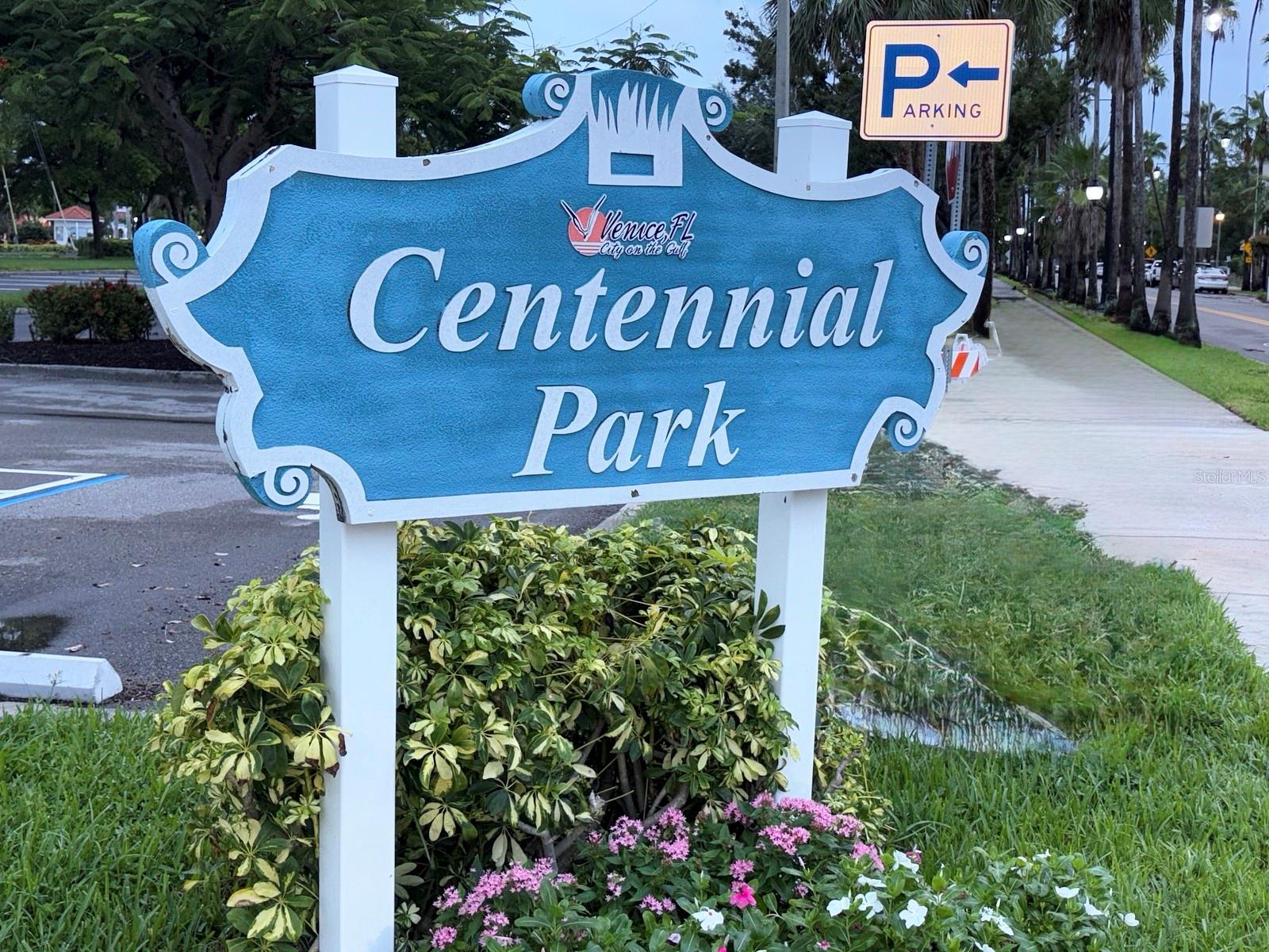 Centennial Park is in the center of Downtown Venice