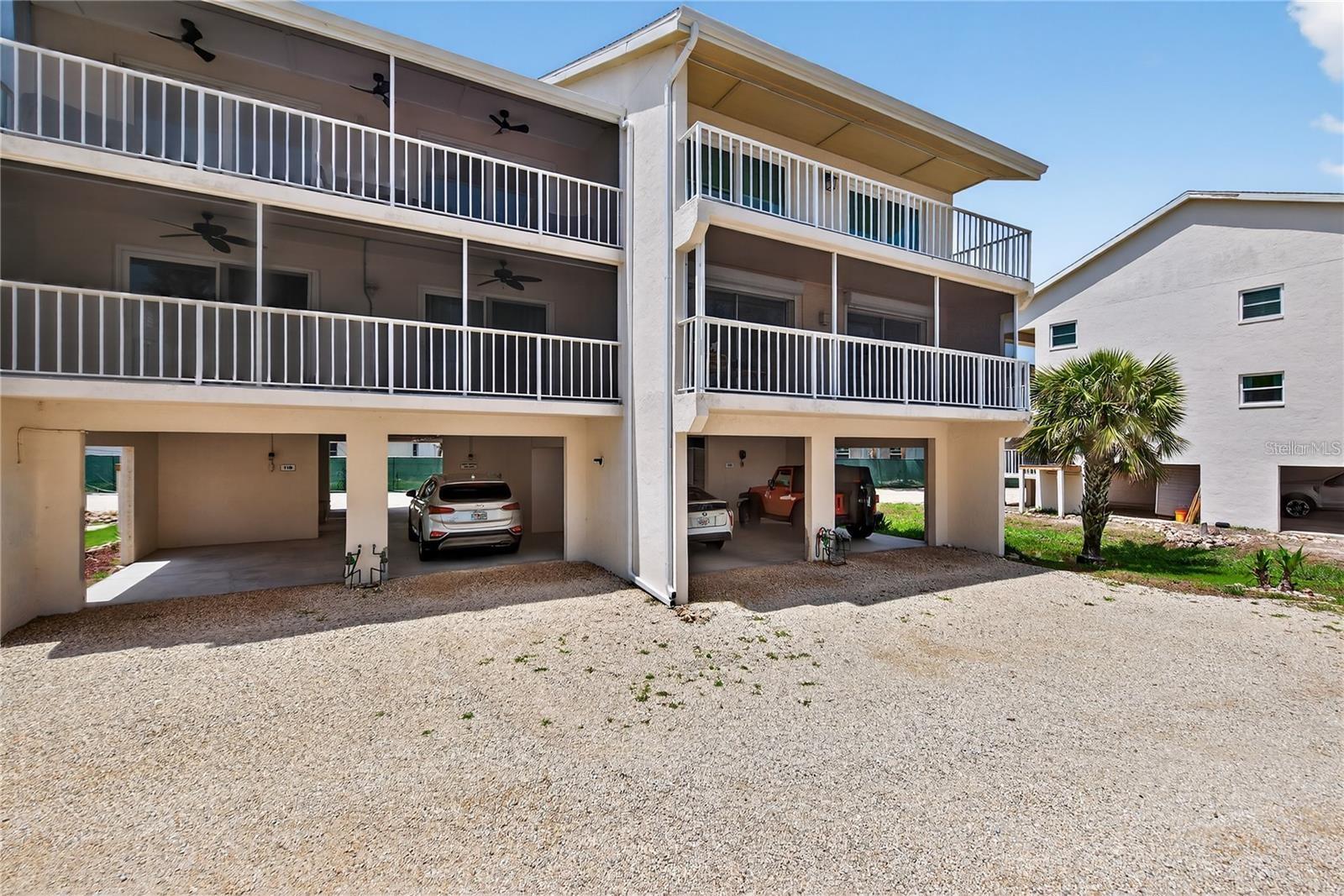 View of Condo Parking Underneath Building
