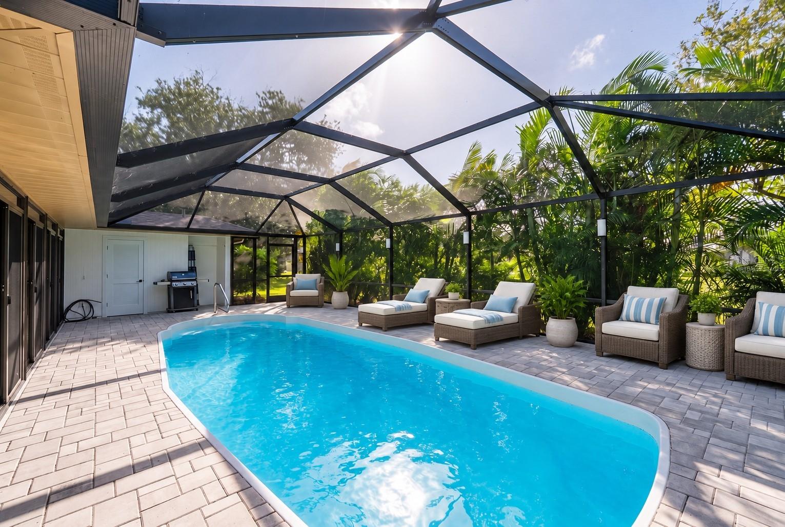 virtually staged pool area