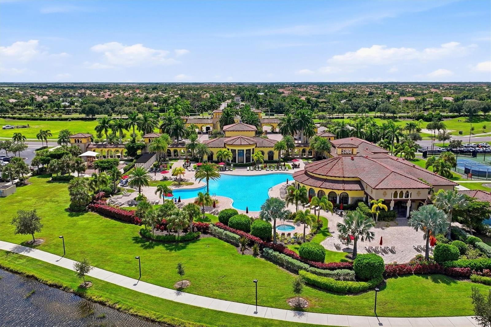 Aerial of Clubhouse-Heated Salt-Water Community Pool