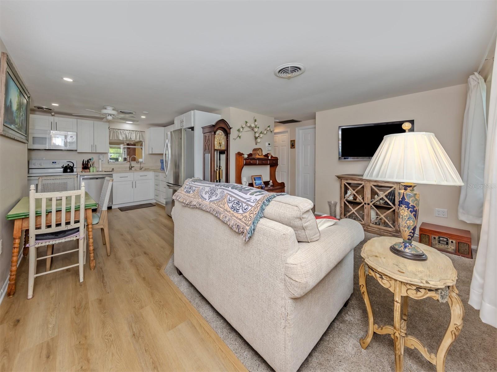 Open living area, kitchen and dinette