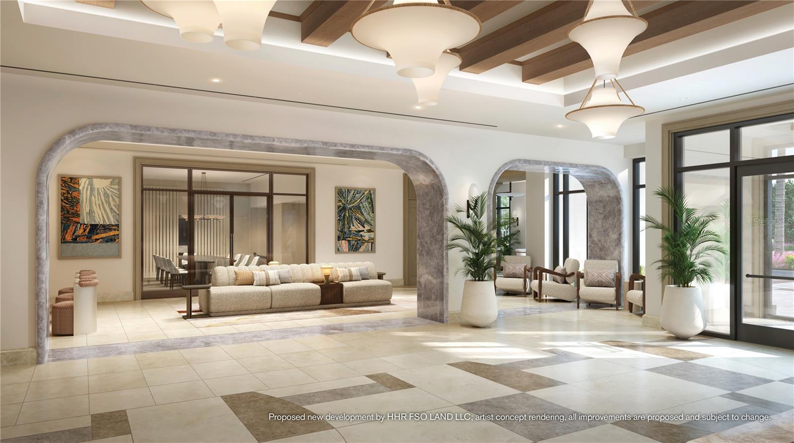 A Welcomed Arrival. The stage is set for your much-anticipated entrance. A porte-cochere will lead to the open-air lobby, staffed 24/7, so theres always someone to welcome you home. Youll delight in the instantly impressive space which features your Residential Services reception area, the residents lounge, inspired workspaces, flex rooms for events and a coffee bar. Artist concept rendering, all improvements are proposed and subject to change. Disney