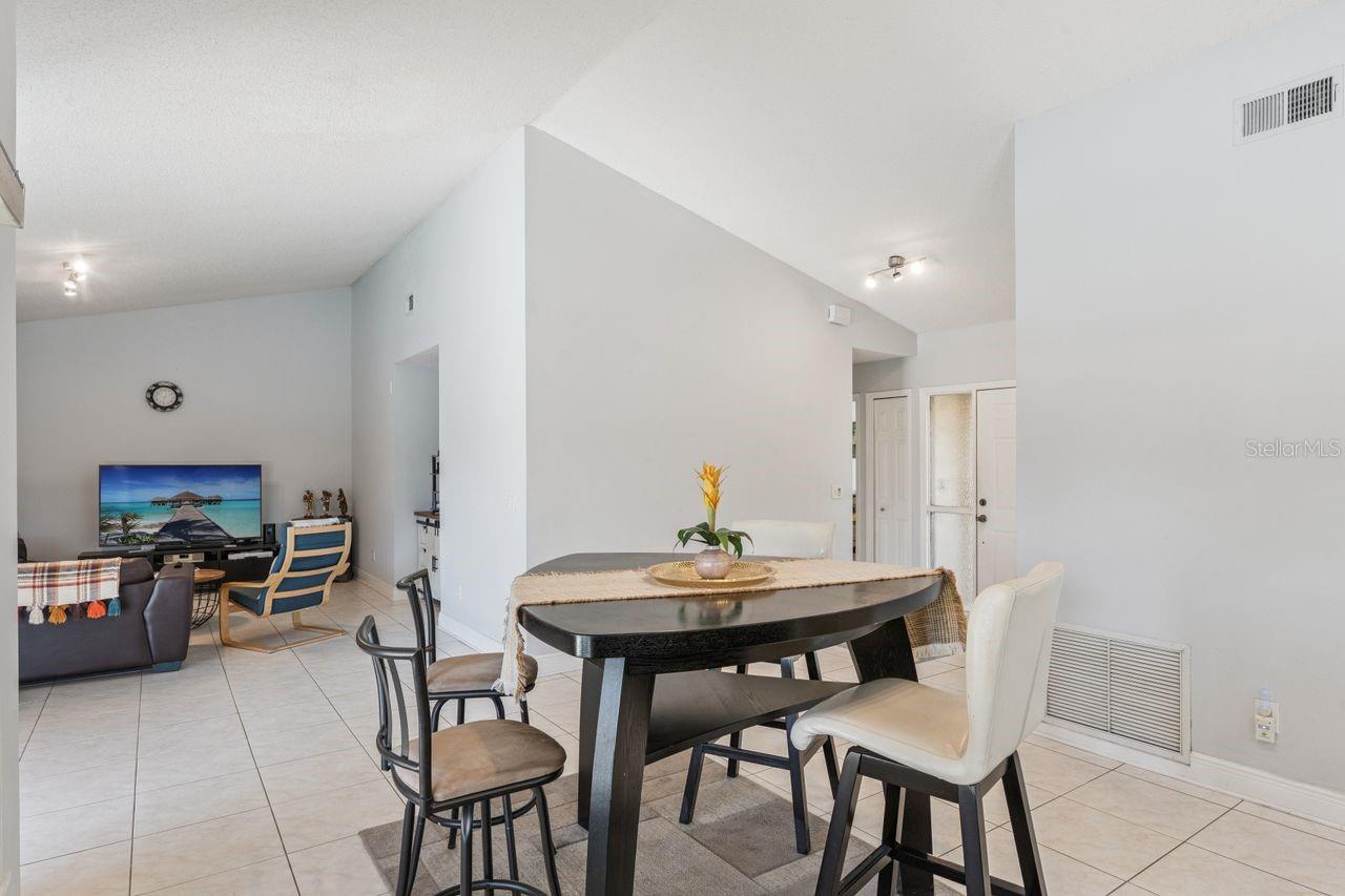 View of dinette to living room area