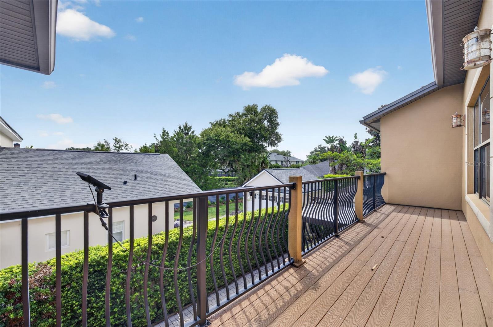 Balcony overlooking pool