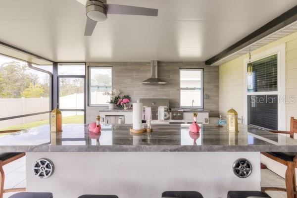 Dining and kitchen areas in lanai
