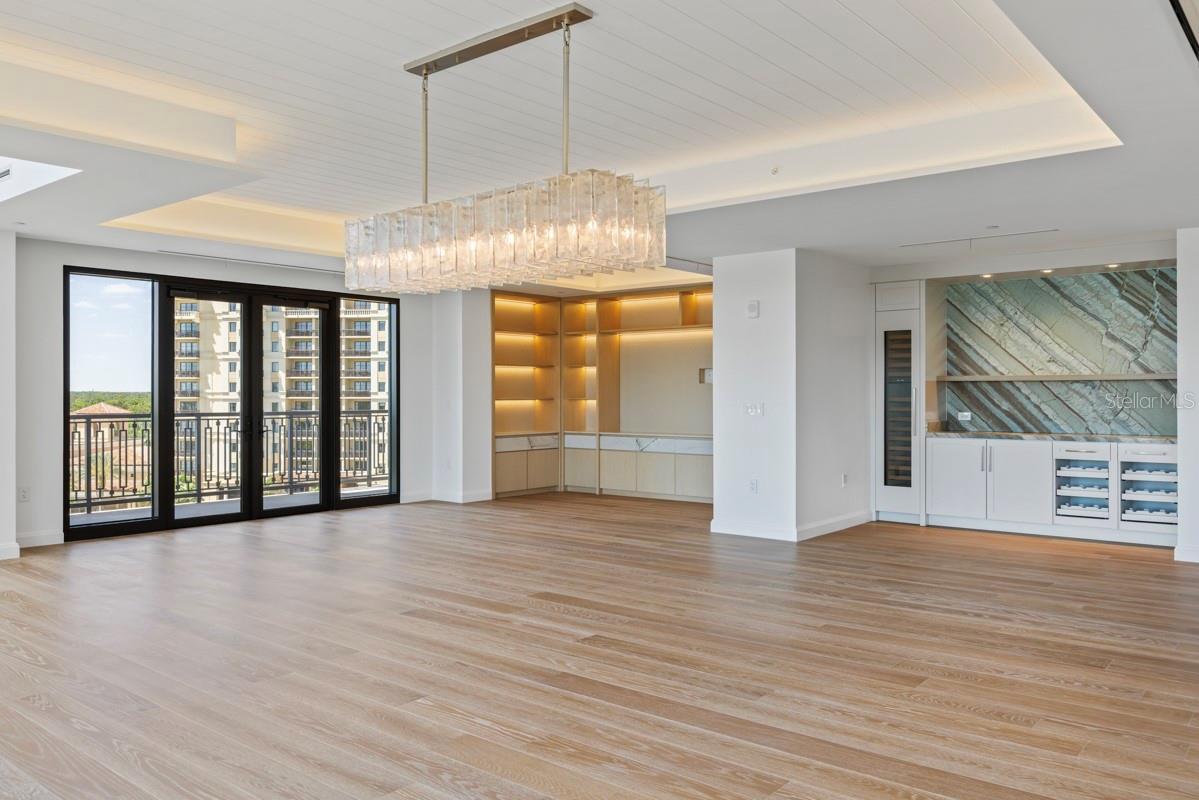Family Room with built-in shelving