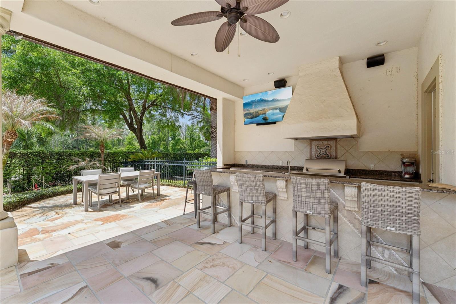 Pool Cabana with a summer kitchen