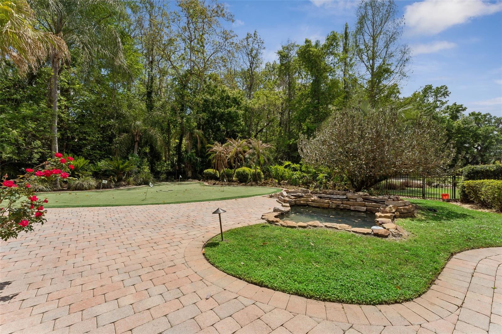 Koi pond and putting green