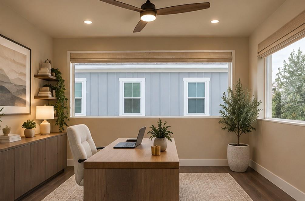 Virtually staged With balcony converted to a home office