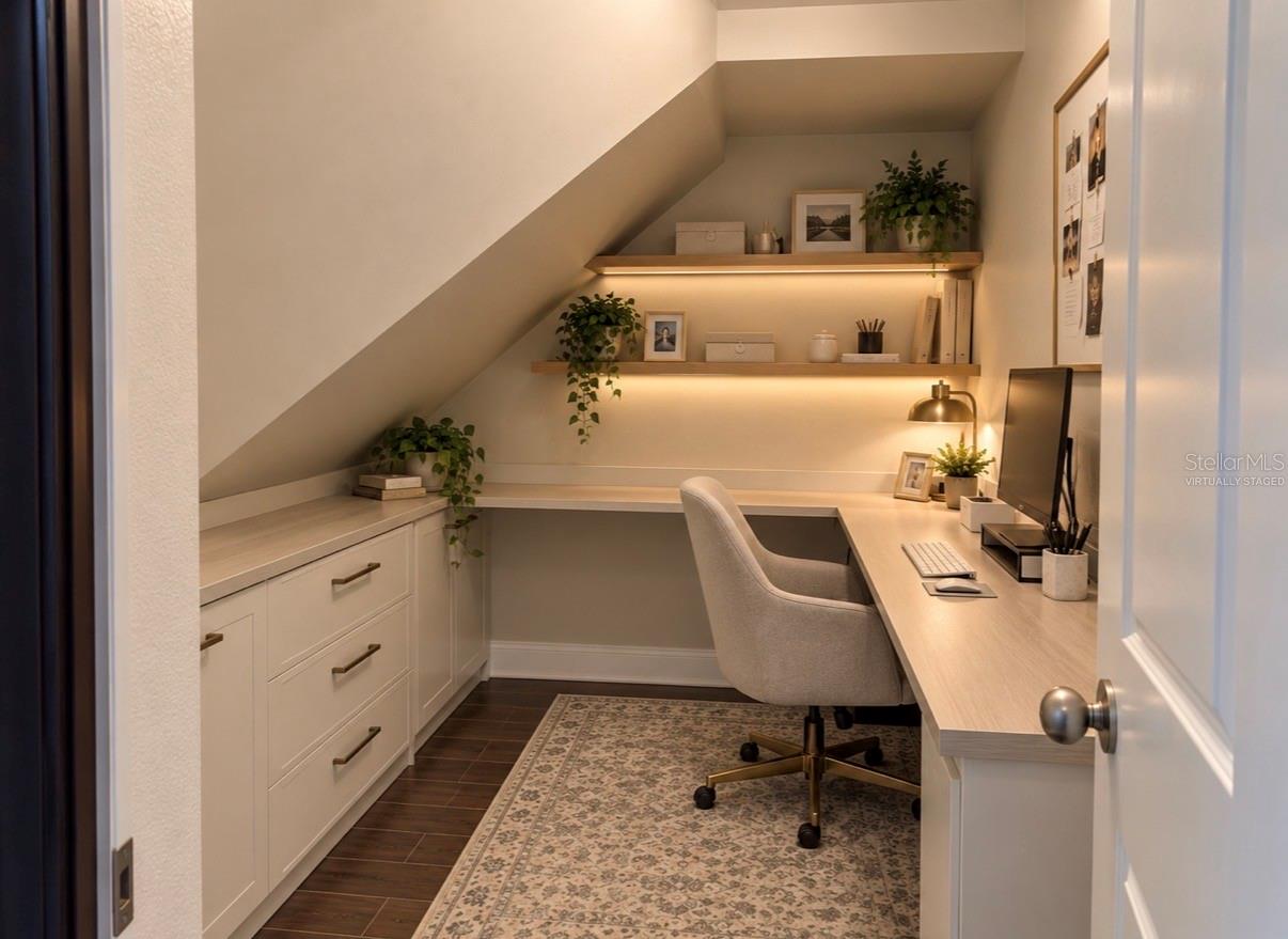 Virtually staged with wine cellar and closet converted into home office option