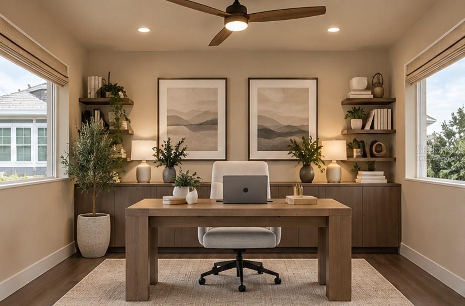 Virtually staged With balcony converted to a home office