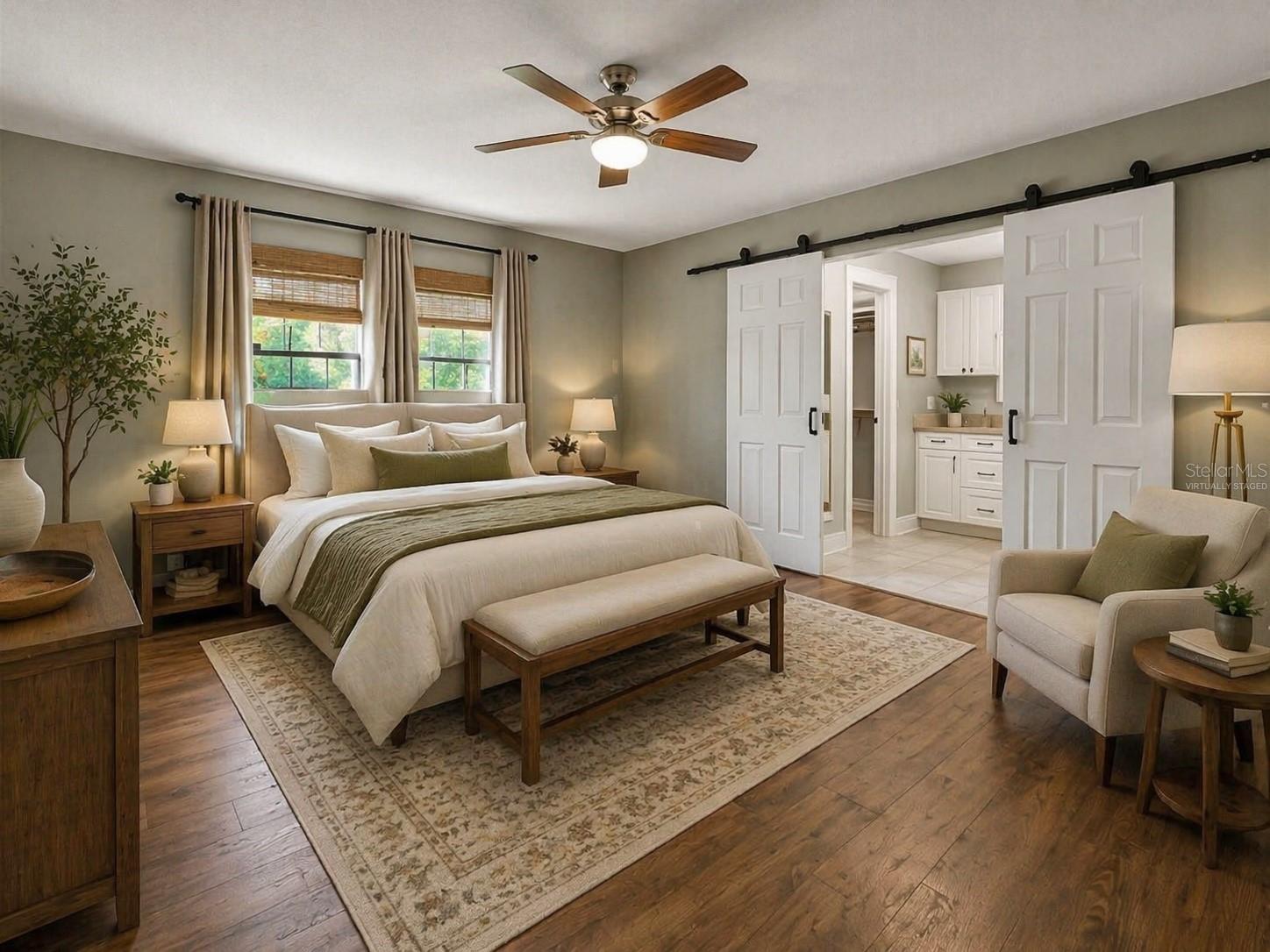 virtually staged. King size bed for the primary suite.