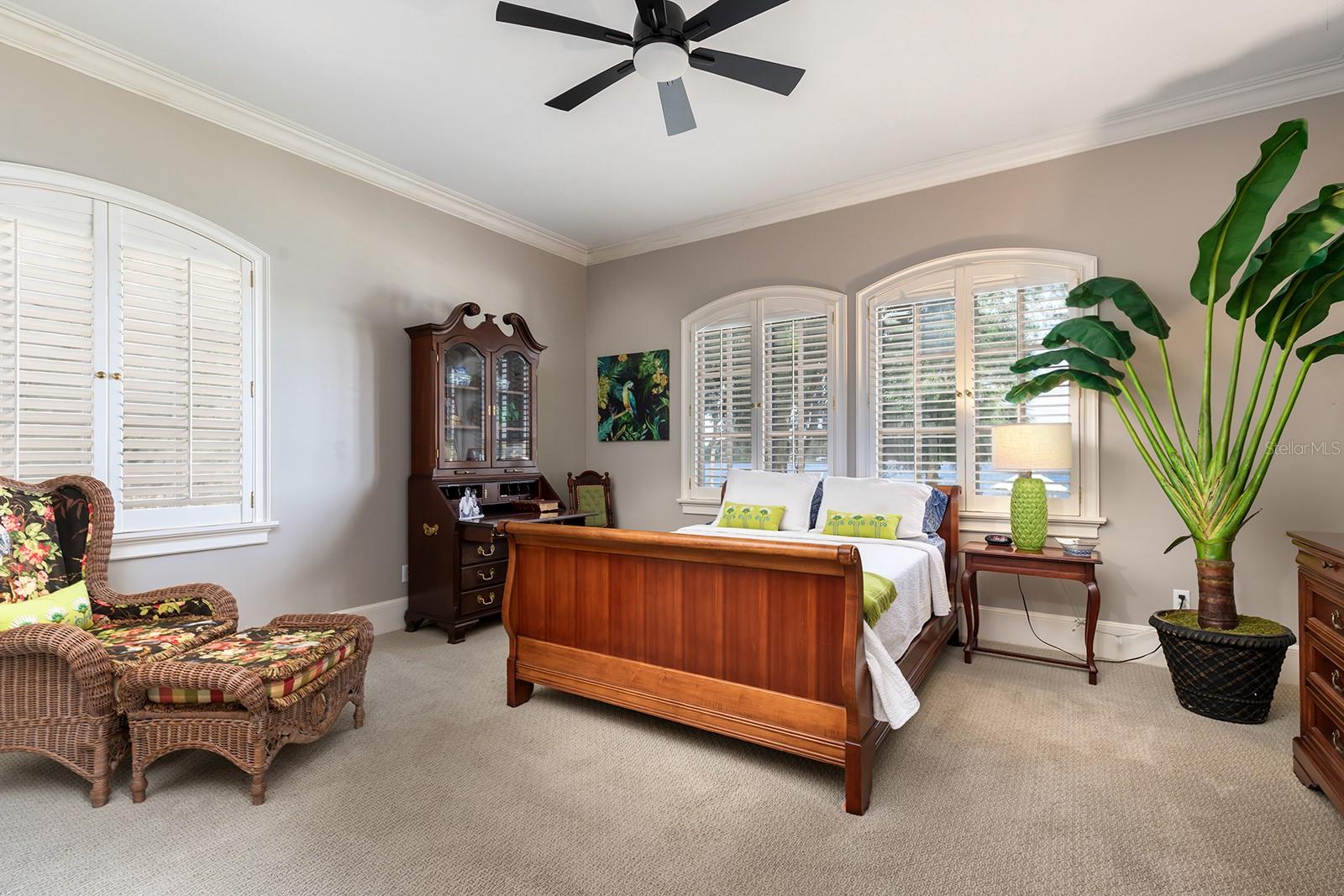 All bedrooms have quality shutters and spacious closets and plenty of natural light.