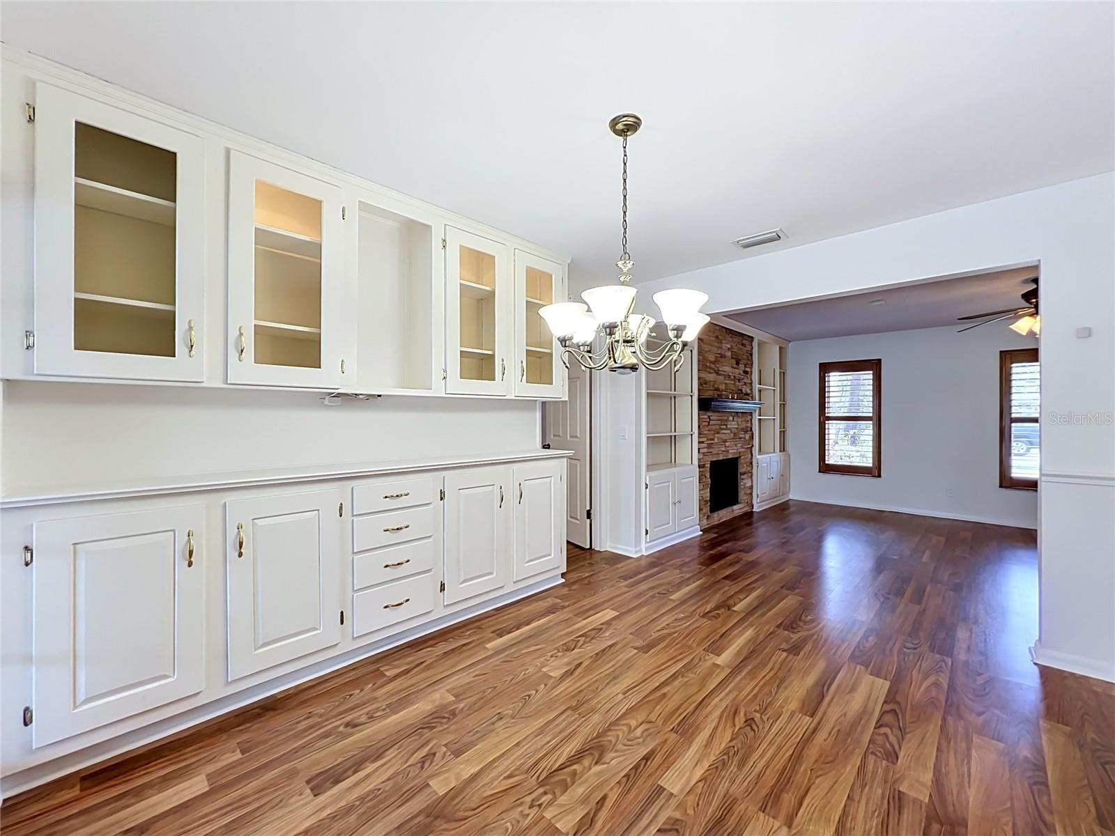 Custom handcrafted cabinets in dining area