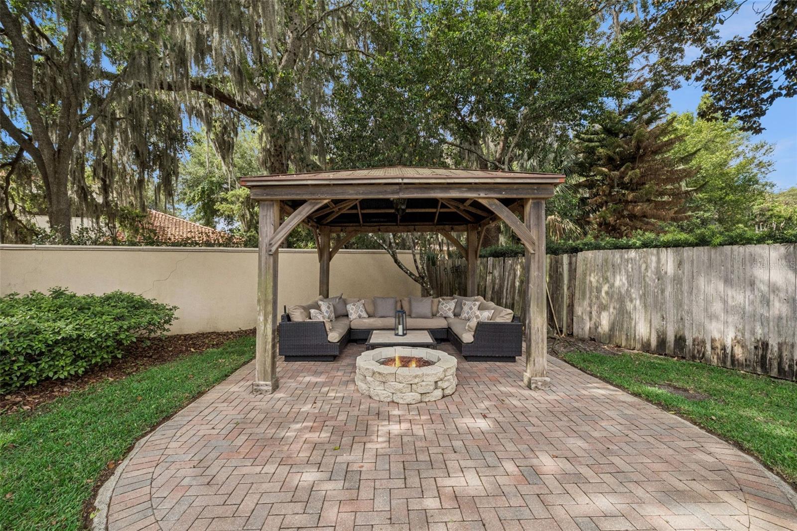 Gas fire pit with Gazebo area