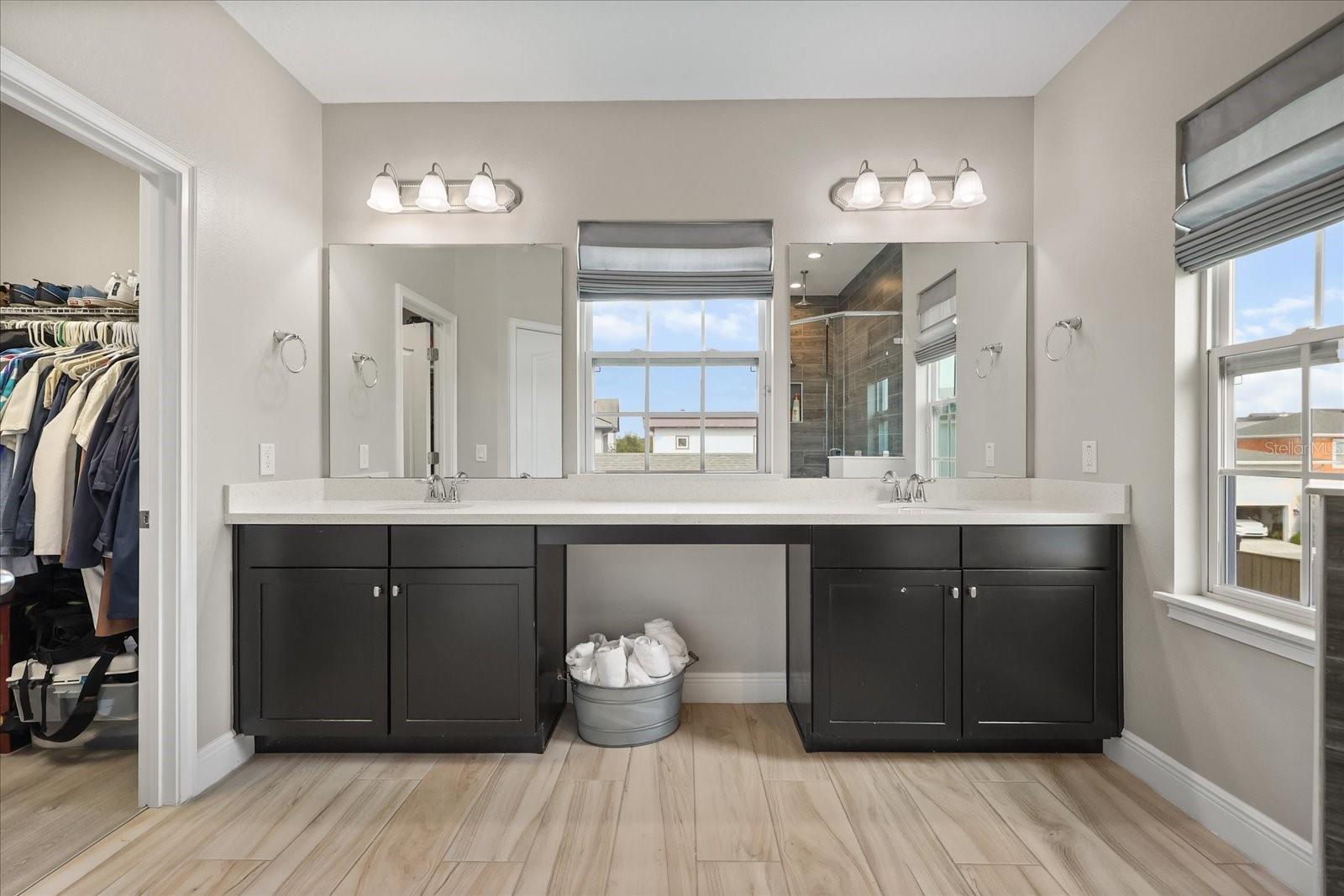 Primary bathroom has double sinks