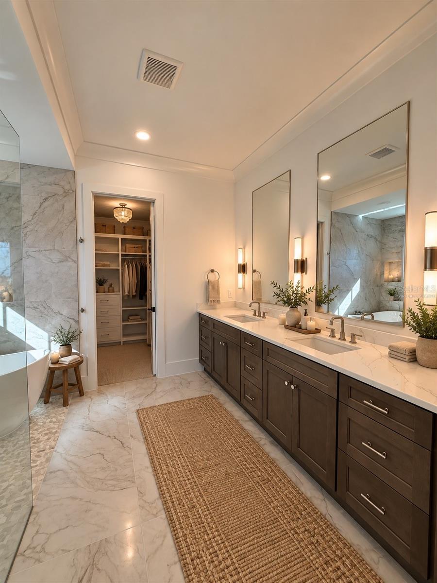 Virtually Staged Primary Bathroom