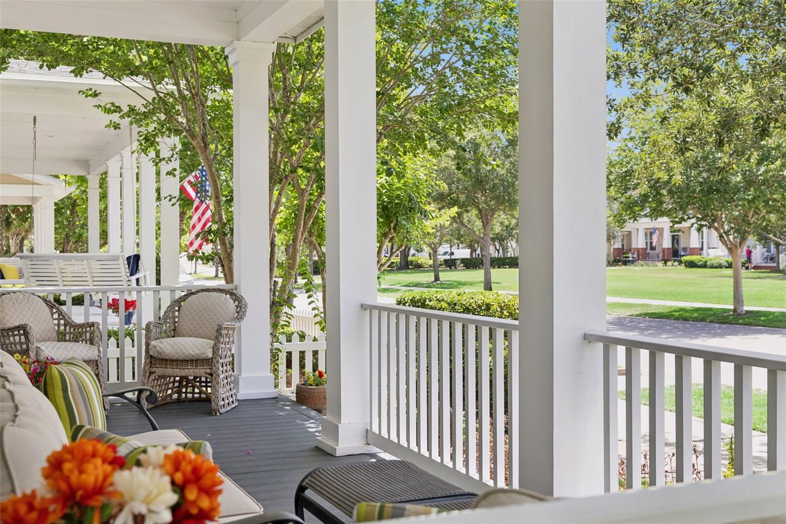 Charming front porch lifestyle, overlooking the park