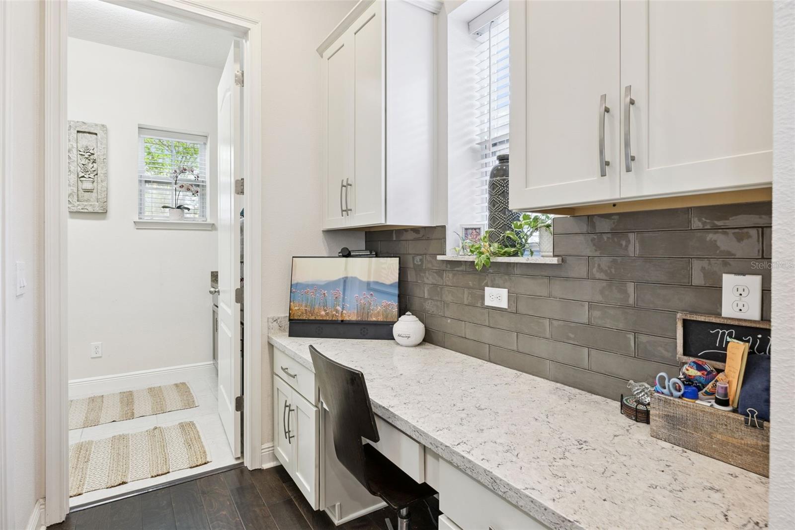 Built-In Desk near Walk-In Pantry and Laundry Room