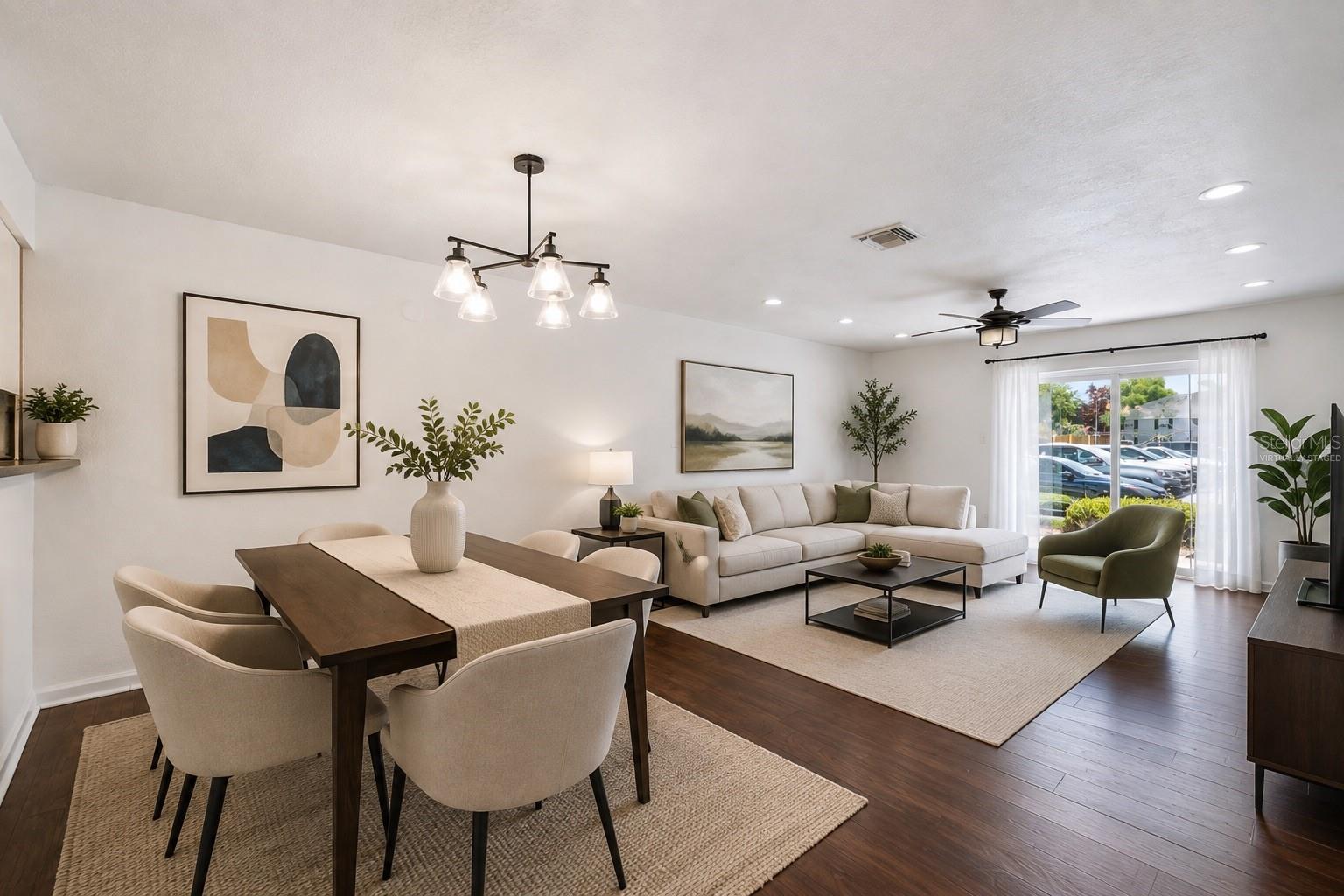 Virtually Staged Dining and living areas