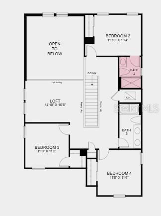 Floor 2 ~ Additional Highlights Include: shower at bath 2, pre-plumb for future laundry tub, oak tread at stairs, upgraded cabinets, and LVP flooring throughout main living area