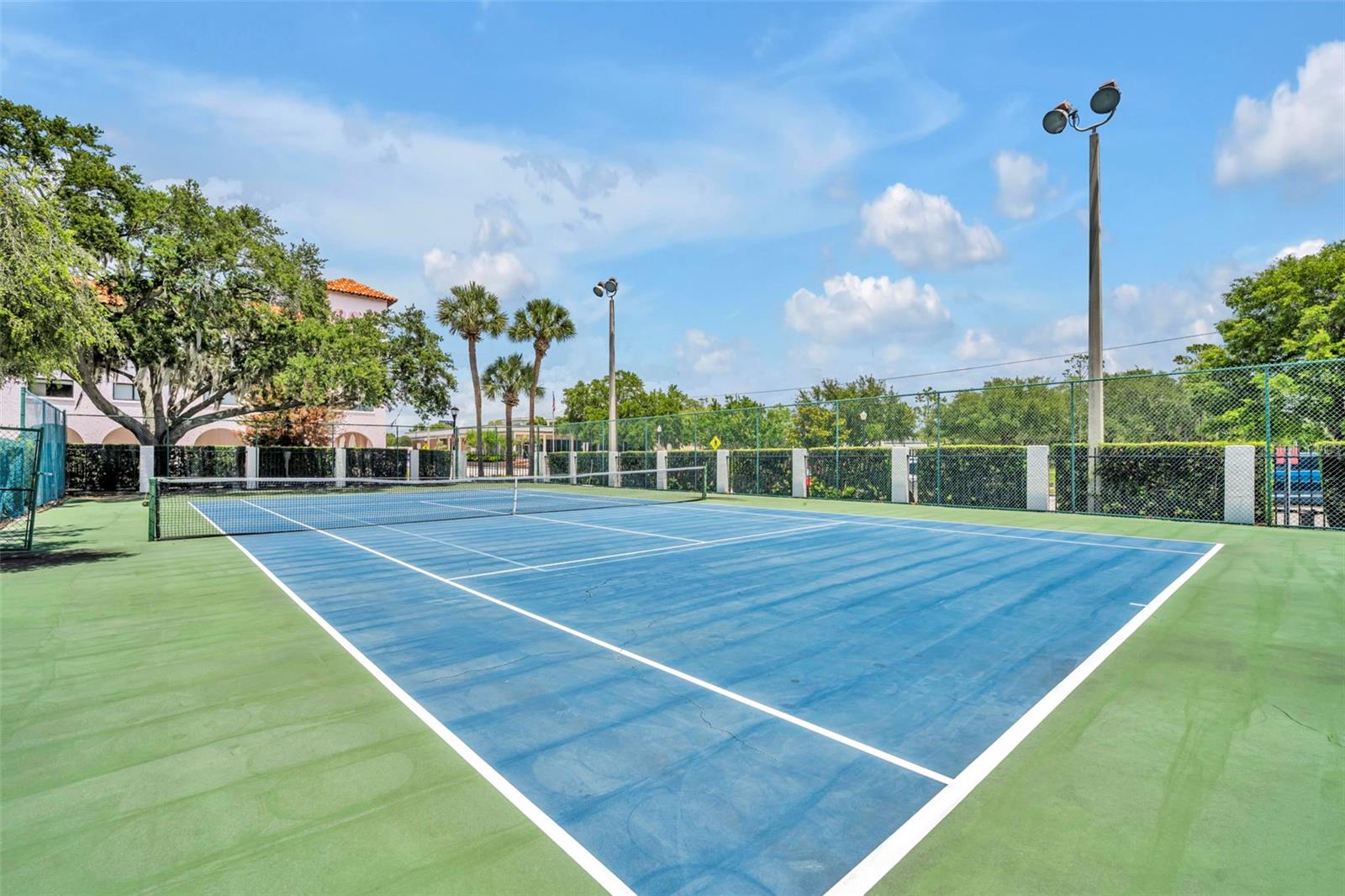 Also at Park West's recreation complex is a well-maintained tennis court with lights.