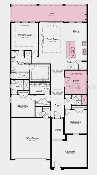 Floor Plan~ Additional Highlights Include: 8' interior doors, 10' ceilings, outdoor kitchen rough-in, extended vinyl flooring, quarts countertops and blinds.