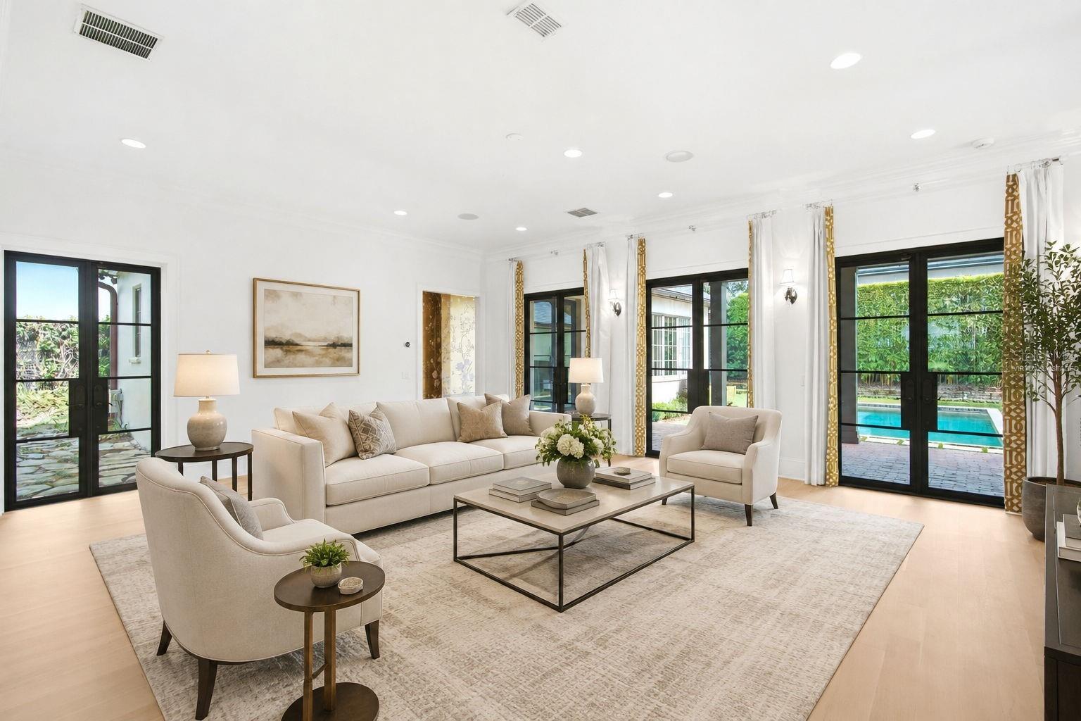 living room virtually staged