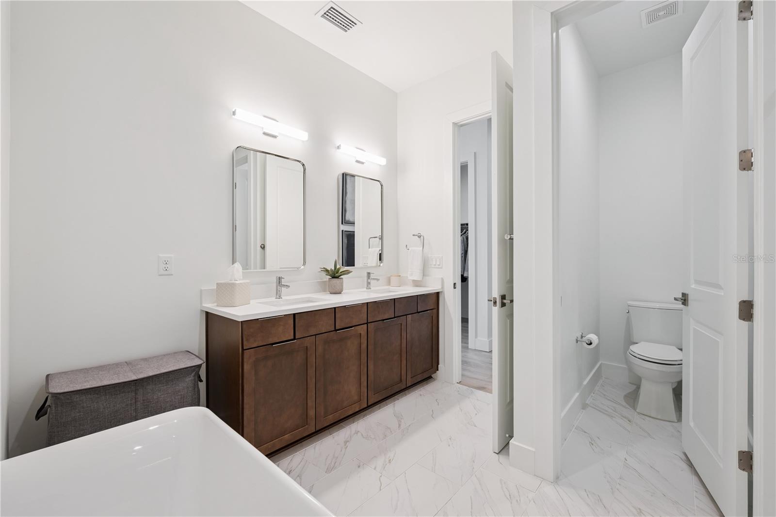Primary Bath with Dual Sinks/Soak-in Tub and Large Walk-In Shower