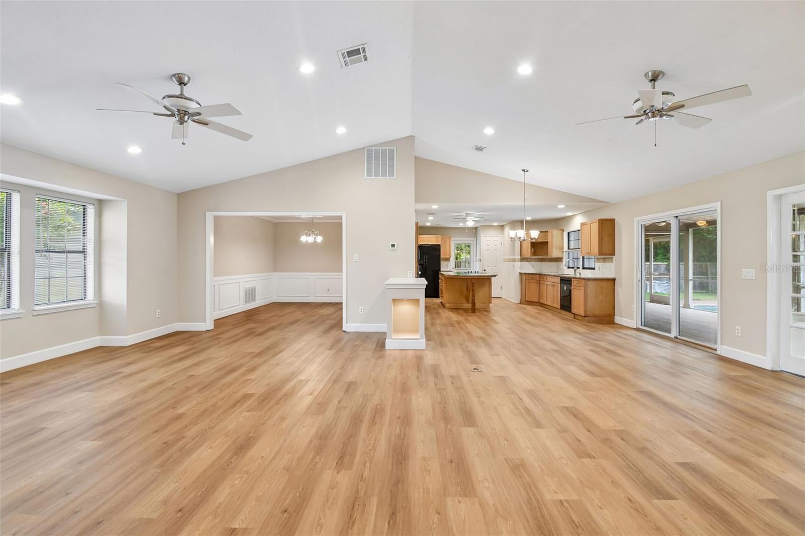 Great Room, Game Room, Dining Room and Kitchen
