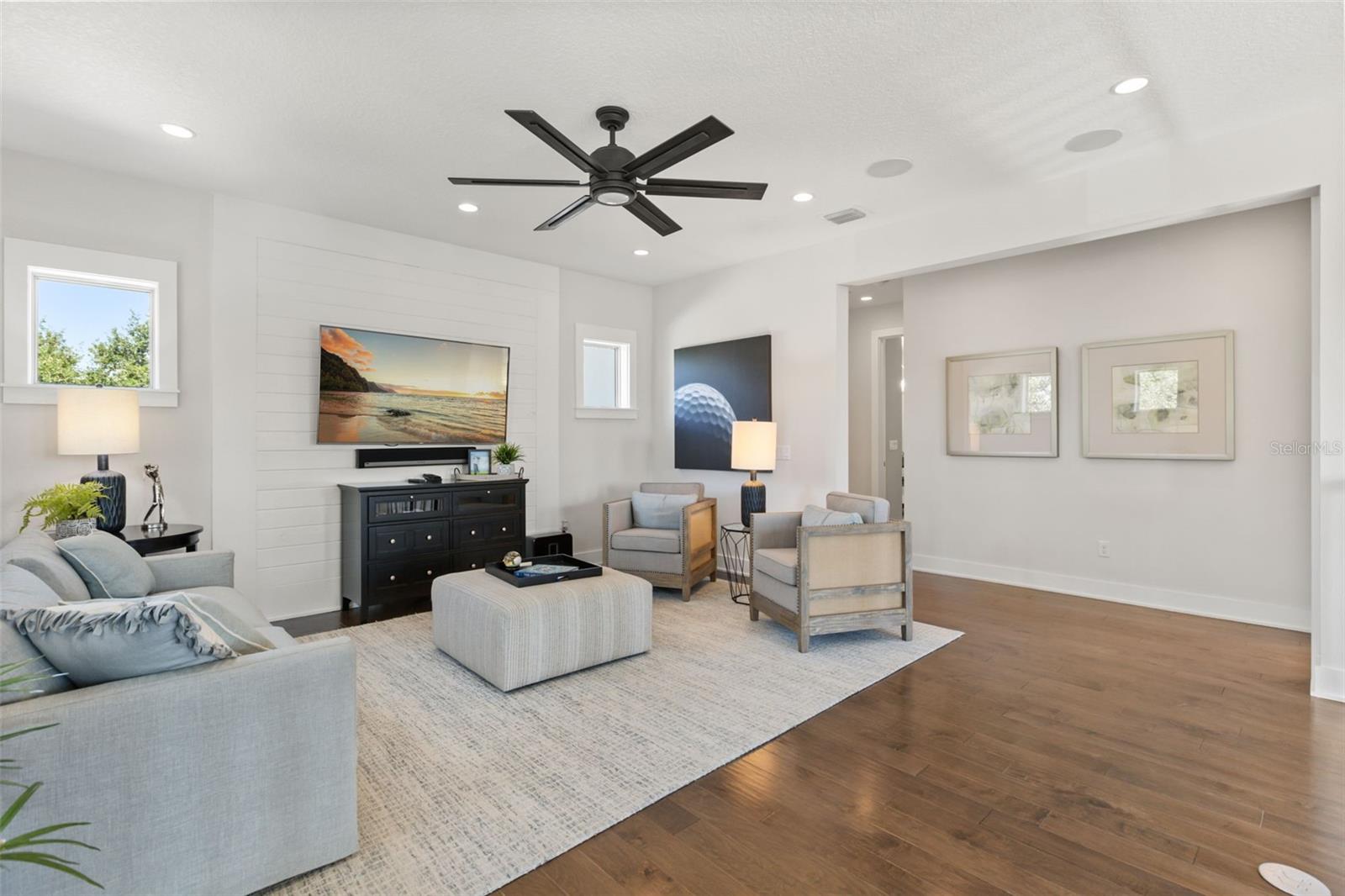 Second Story Loft, a second living room, with 3 guest rooms down the hall.