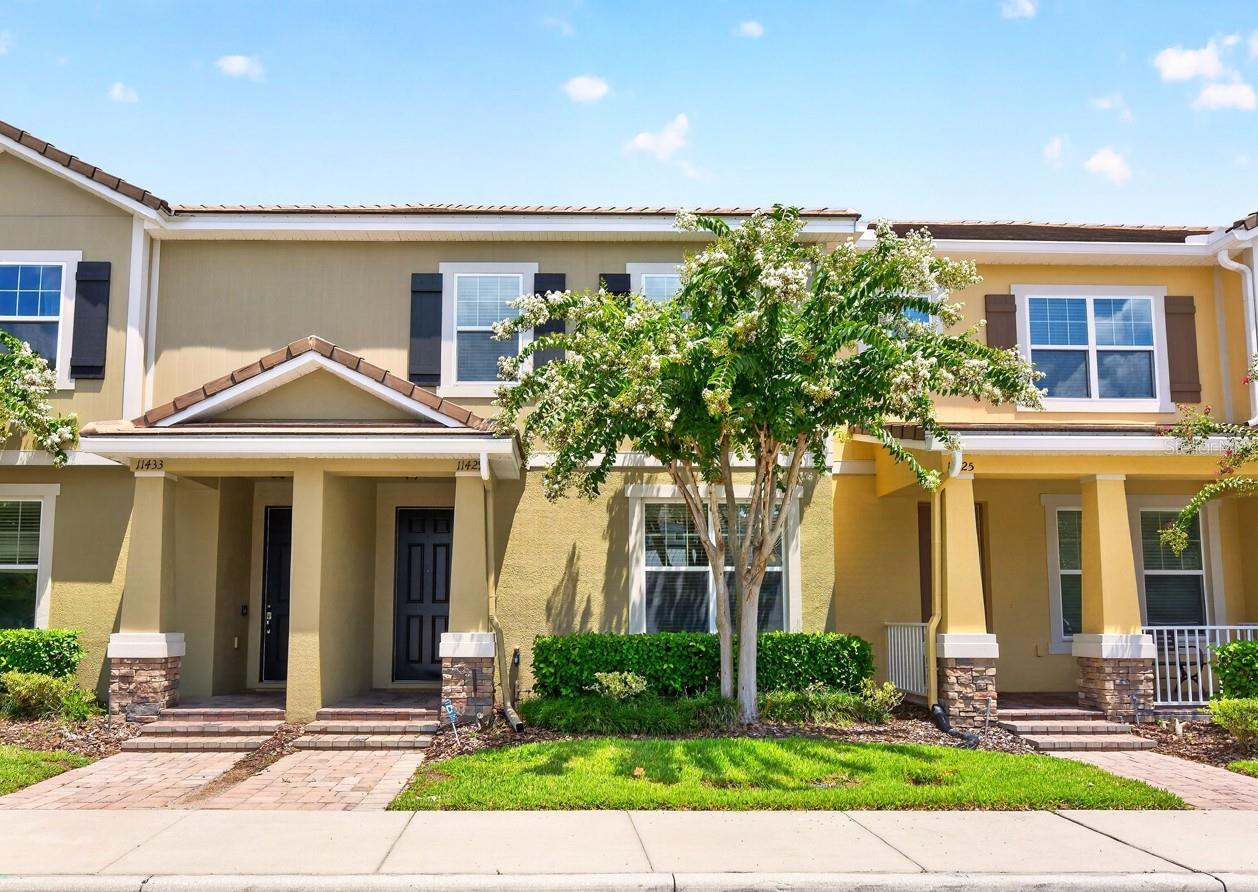 Nicely landscaped, covered front entry.