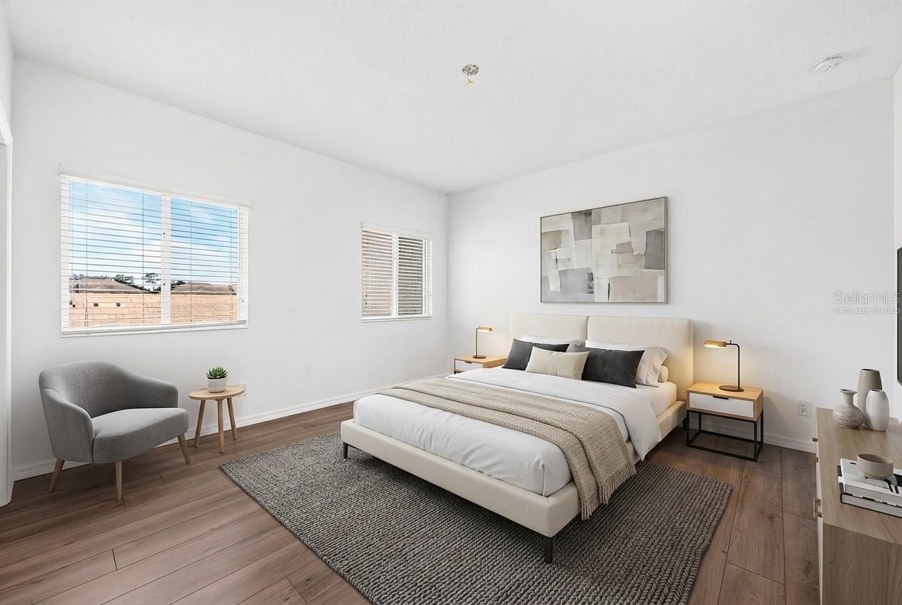 Spacious second bedroom. Virtually Staged.