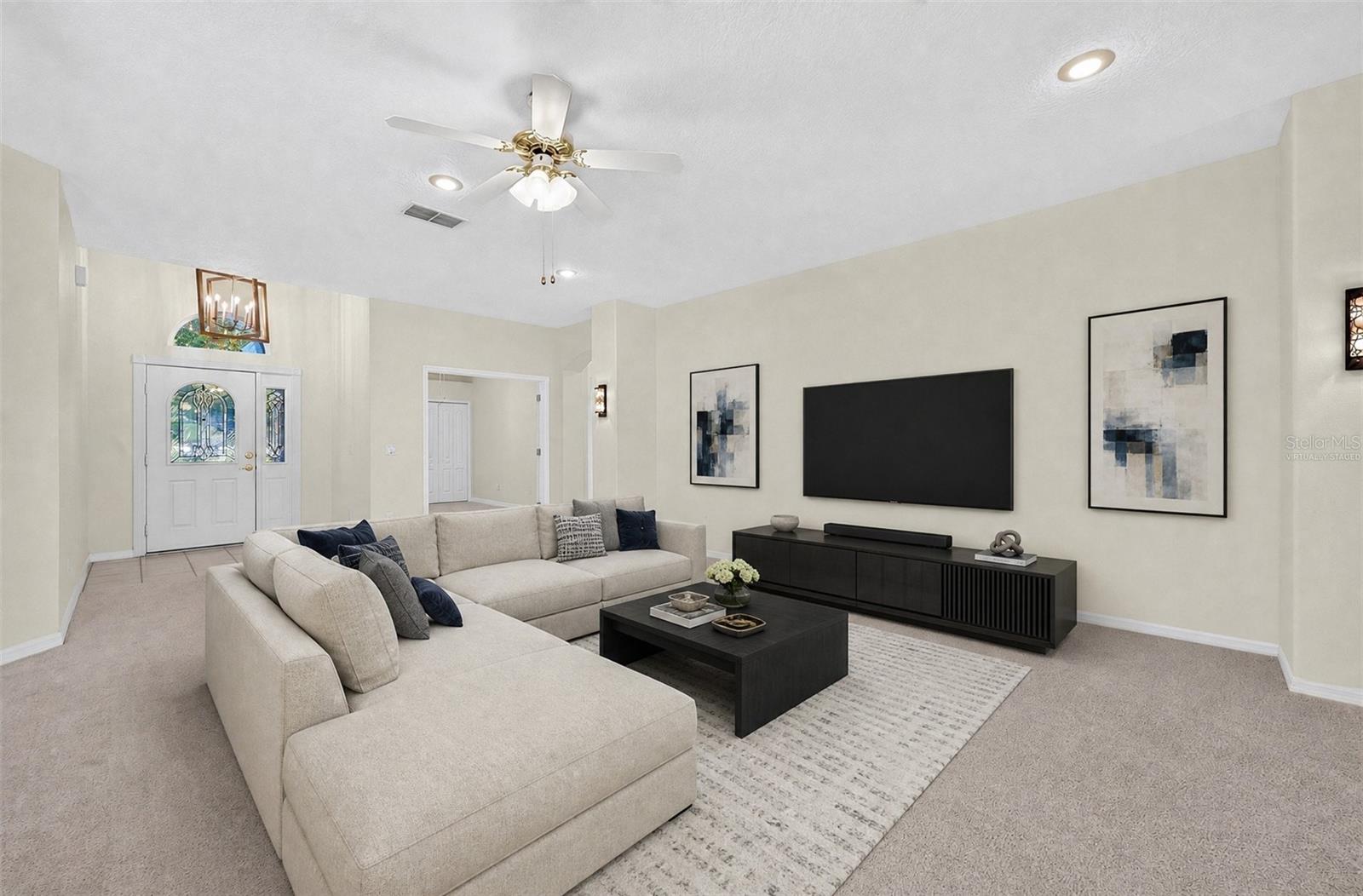 The Living Room offers a COMFORTABLE SPACE for quiet evenings at home or gathering with family and friends. Virtually Staged The Living Room offers a COMFORTABLE SPACE for quiet evenings at home or gathering with family and friends. Virtually Staged