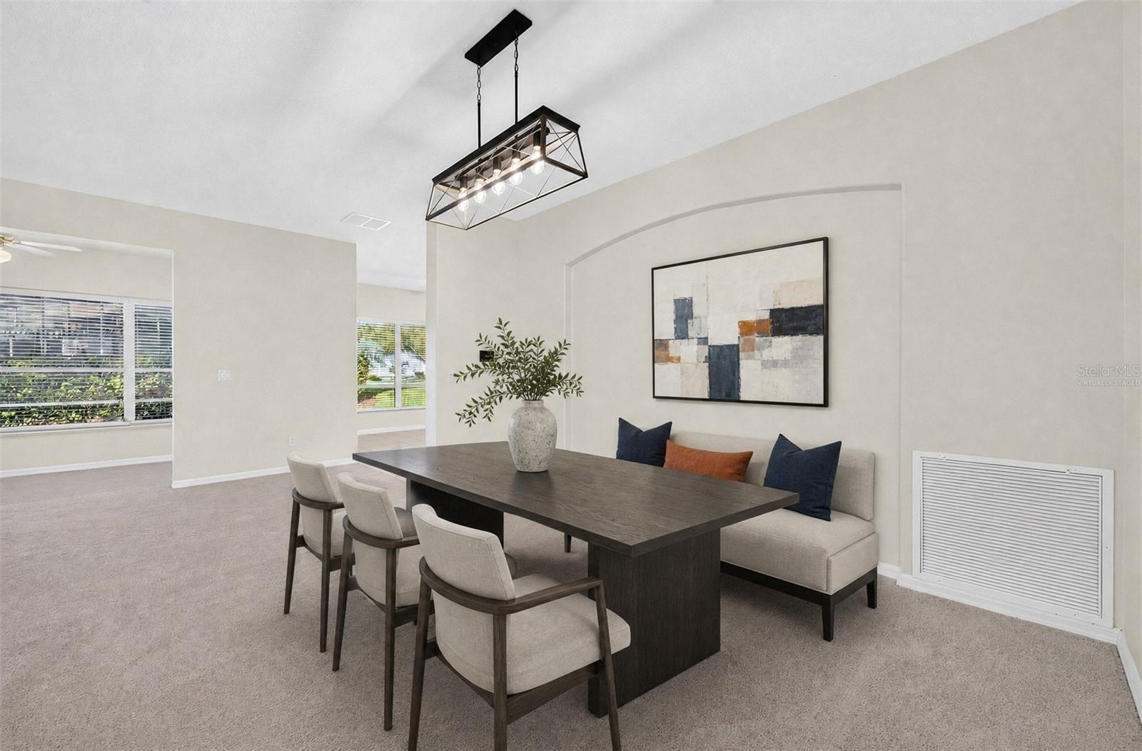 A well-placed Dining area maximizes functionality while maintaining a cozy atmosphere. Virtually Staged