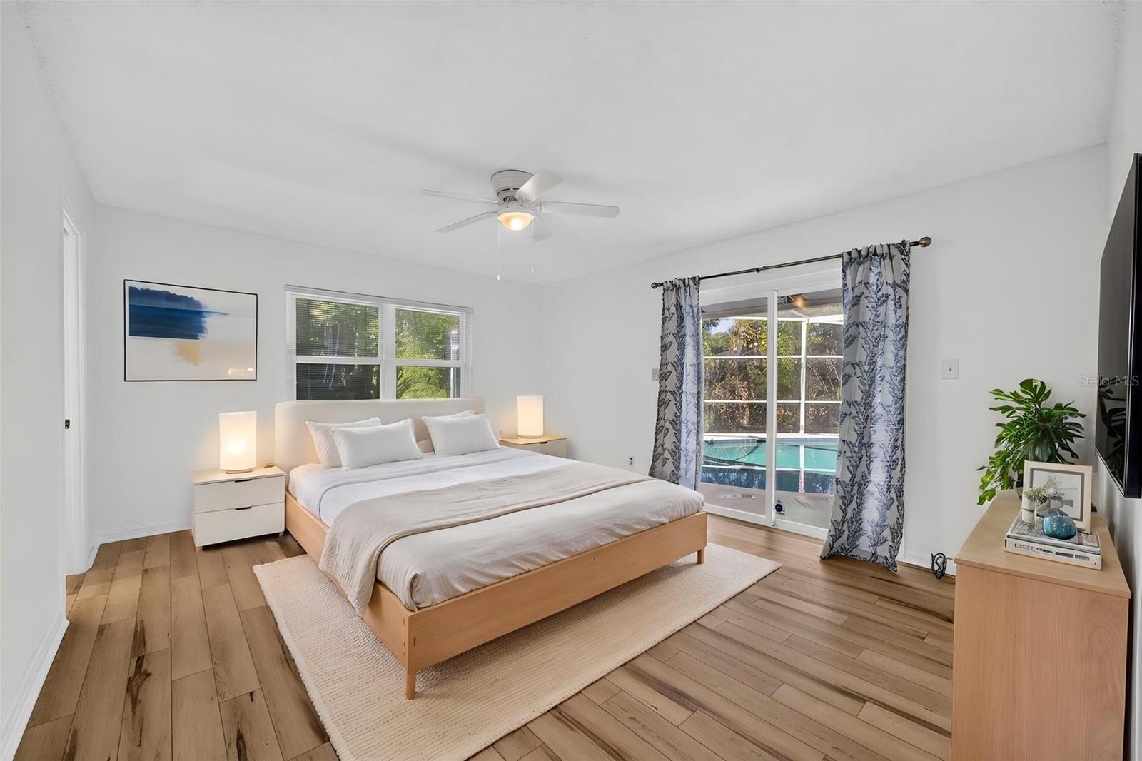 Vitually staged primary bedroom