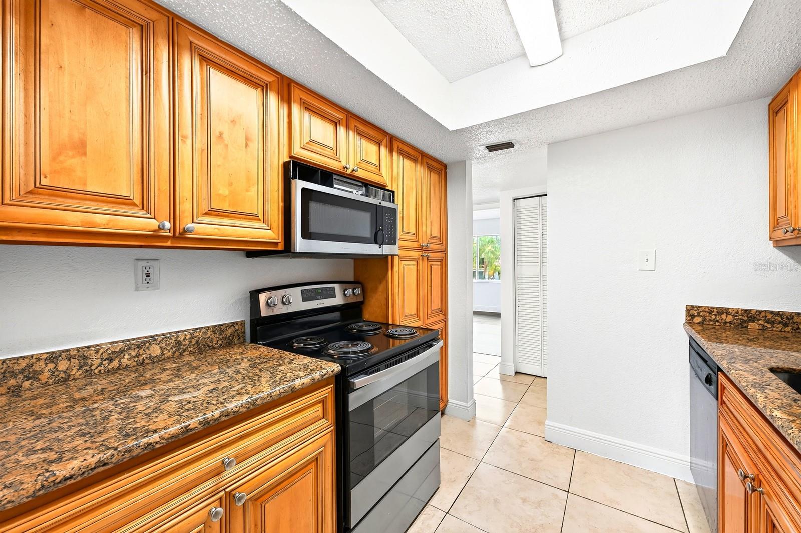 Upgraded cabinets and matching appliances
