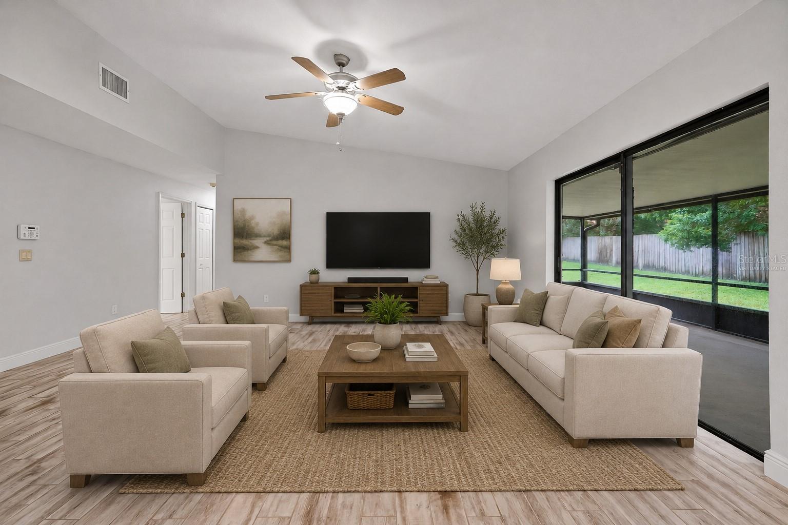Living room virtually staged