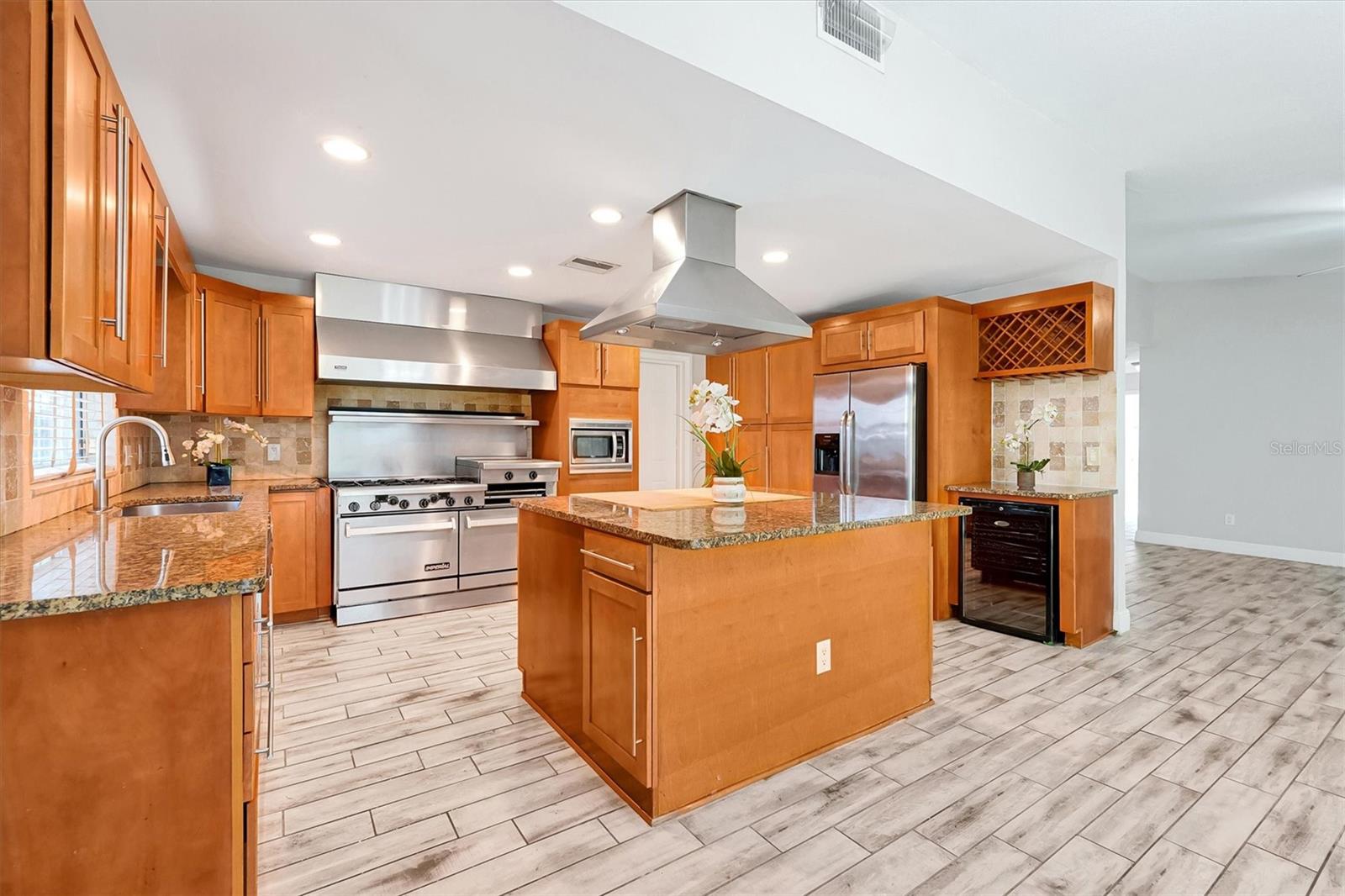Kitchen with butcher block island