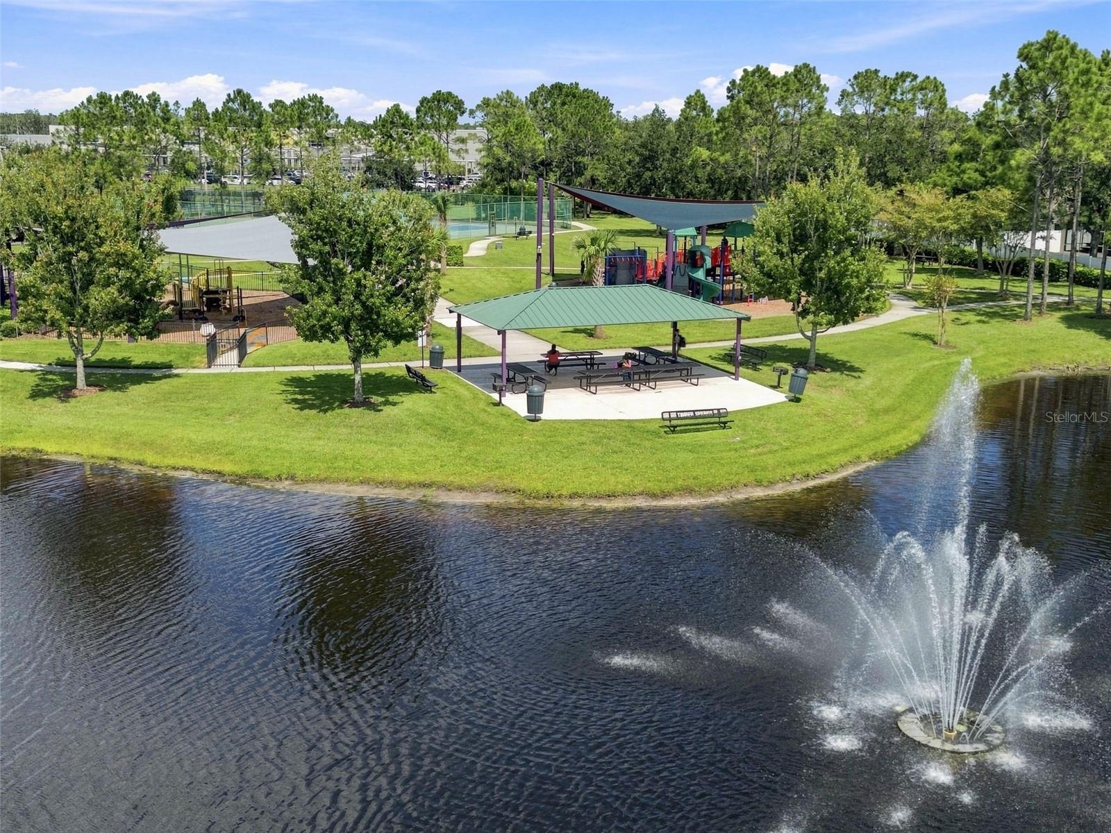 Ariel View of Pond and Playgrounds