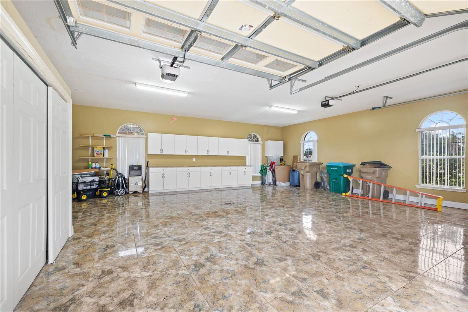 Interior of attached two car garage